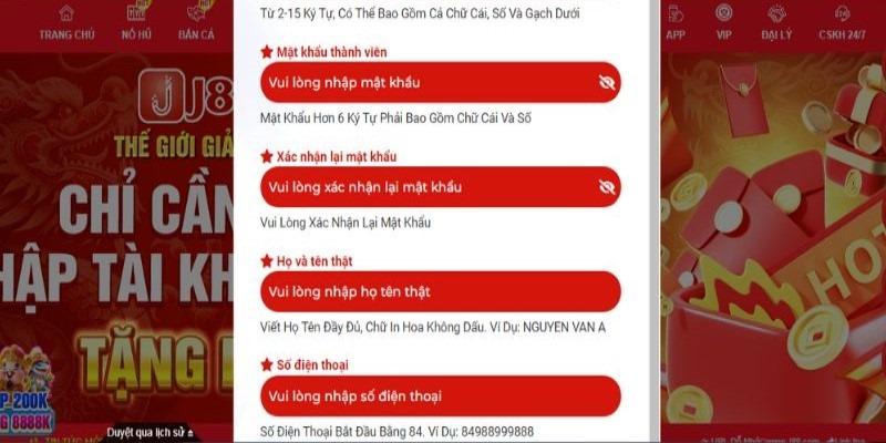 Thủ tục đăng ký hội viên J88 nhanh chóng